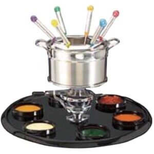 Trudeau Multi 3 in 1, 12 Piece Stainless Steel Fondue Set Safety Burner & Stand